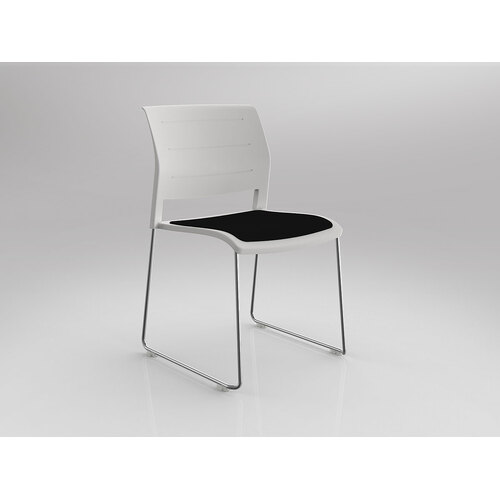 Game Chair Chrome Sled White Shell Black Seat