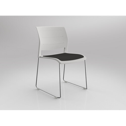 Game Chair Chrome Sled White Shell Slate Grey Seat