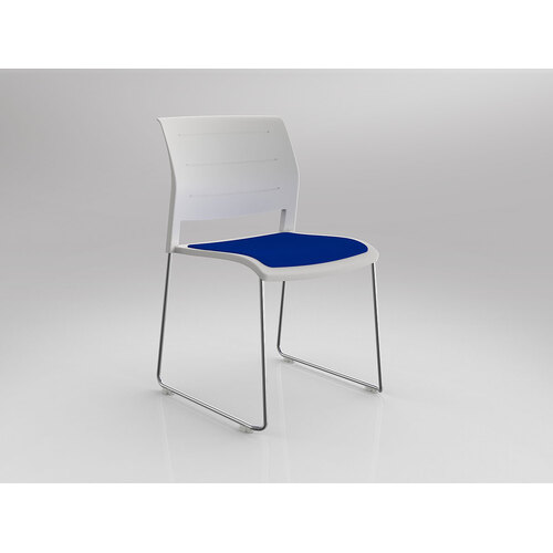 Game Chair Chrome Sled White Shell Sky Blue Seat