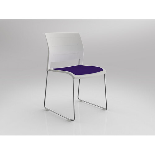 Game Chair Chrome Sled White Shell Plum Seat