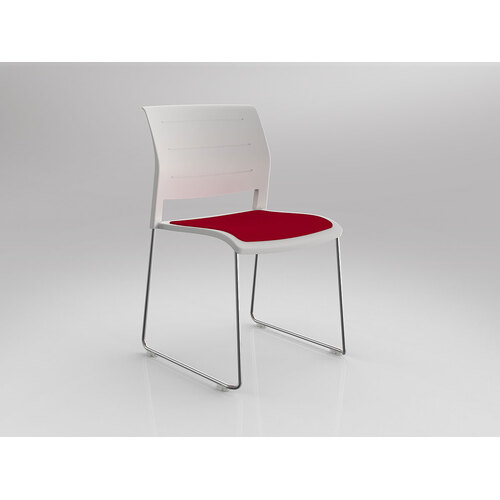 Game Chair Chrome Sled White Shell Tomato Red Seat
