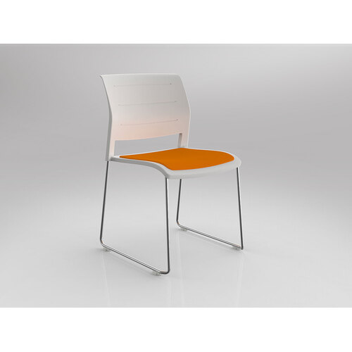 Game Chair Chrome Sled White Shell Bright Orange Seat