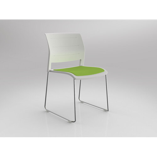 Game Chair Chrome Sled White Shell Lime Green Seat