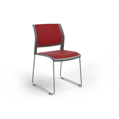 Game Chair Silver Sled Charcoal Shell Tomato Red Seat & Back