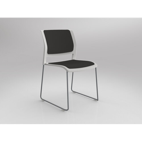 Game Chair Silver Sled White Shell Slate Grey Seat & Back