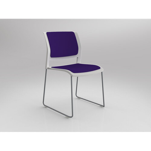 Game Chair Silver Sled White Shell Plum Seat & Back