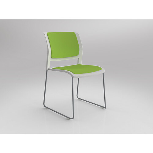 Game Chair Silver Sled White Shell Lime Green Seat & Back