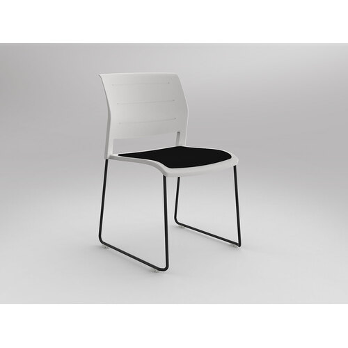 Game Chair Silver Sled White Shell Black Seat