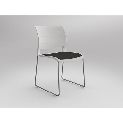 Game Chair Silver Sled White Shell Slate Grey Seat