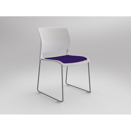 Game Chair Silver Sled White Shell Plum Seat
