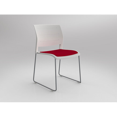 Game Chair Silver Sled White Shell Tomato Red Seat