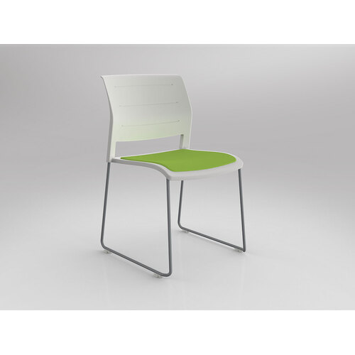 Game Chair Silver Sled White Shell Lime Green Seat
