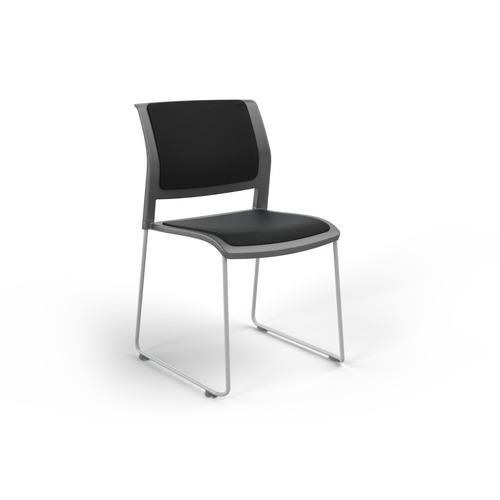 Game Chair White Sled Charcoal Shell Black Seat & Back