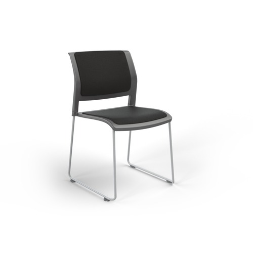 Game Chair White Sled Charcoal Shell Slate Grey Seat & Back