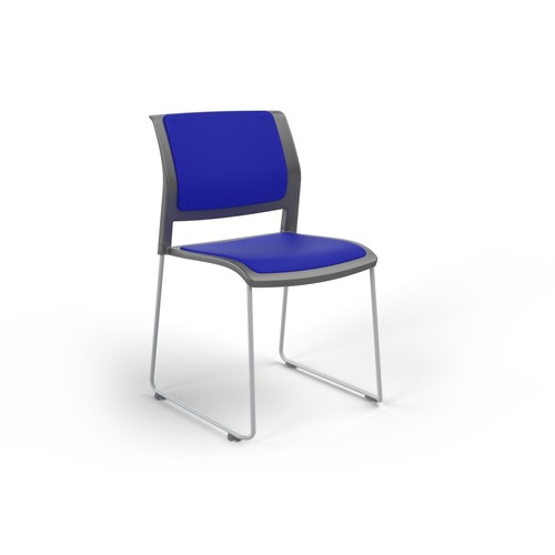 Game Chair White Sled Charcoal Shell Sky Blue Seat & Back