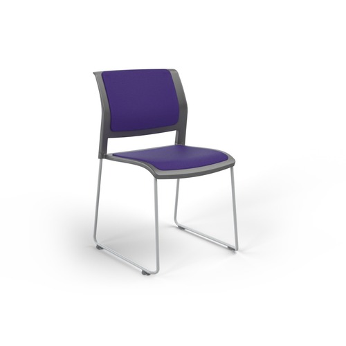 Game Chair White Sled Charcoal Shell Plum Seat & Back