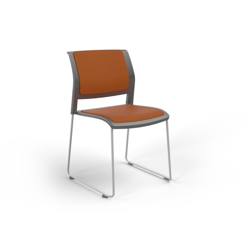 Game Chair White Sled Charcoal Shell Bright Orange Seat & Back