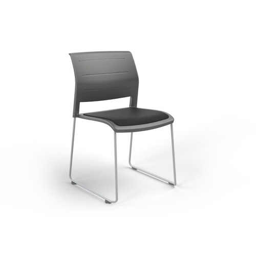 Game Chair White Sled Charcoal Shell Slate Grey Seat