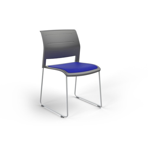 Game Chair White Sled Charcoal Shell Sky Blue Seat