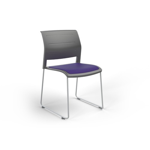 Game Chair White Sled Charcoal Shell Plum Seat