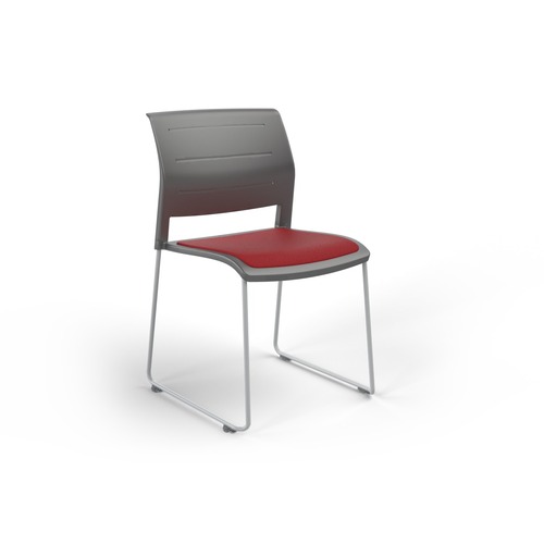 Game Chair White Sled Charcoal Shell Tomato Red Seat