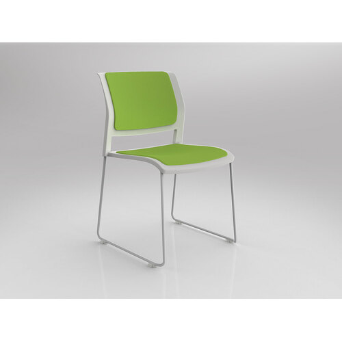 Game Chair White Sled White Shell Lime Green Seat & Back