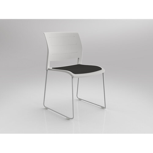 Game Chair White Sled White Shell Slate Grey Seat