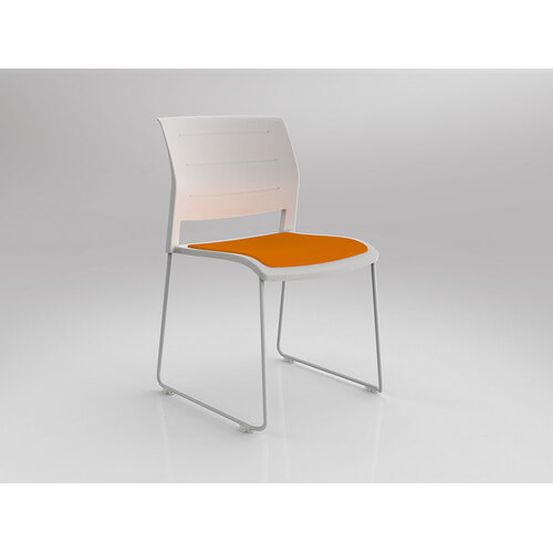 Game Chair White Sled White Shell Bright Orange Seat