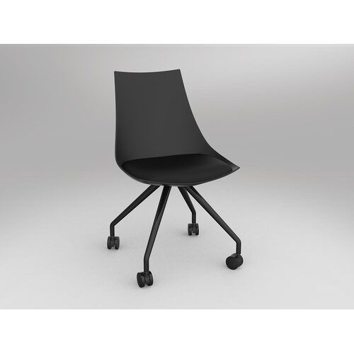Luna Chair With Castor Base Black/Black PU