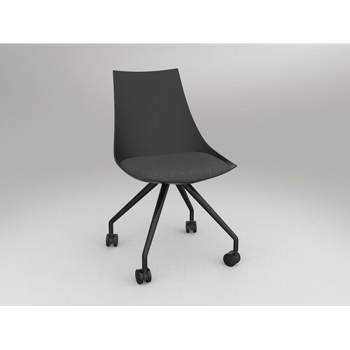 Luna Chair With Castor Base Black/Charcoal Grey