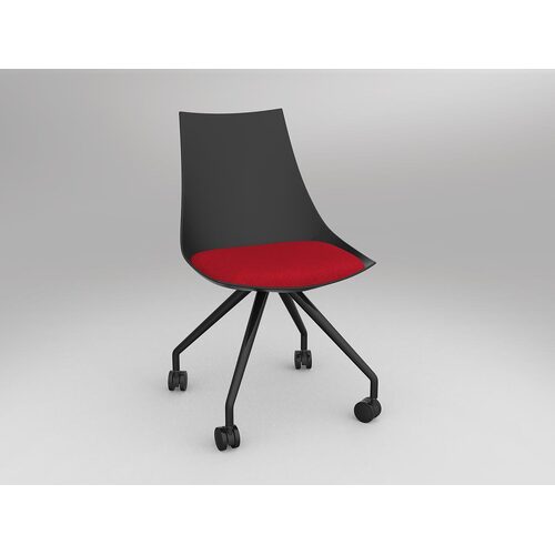 Luna Chair With Castor Base Black/Chilli Red