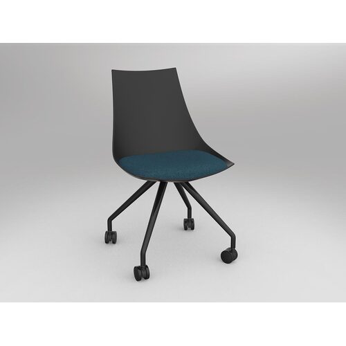 Luna Chair With Castor Base Black/Deep Blue