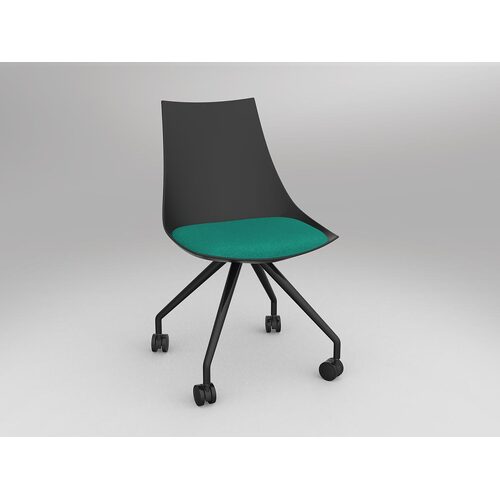 Luna Chair With Castor Base Black/Emerald Green