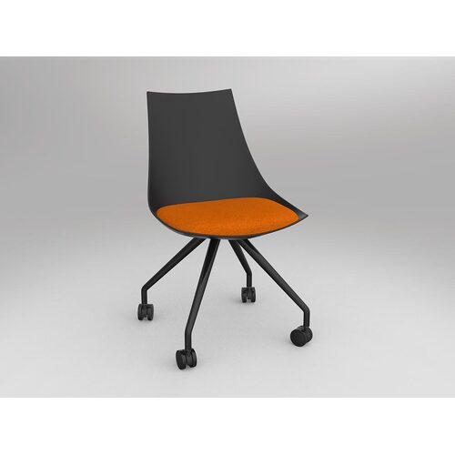 Luna Chair With Castor Base Black/Sunset Orange