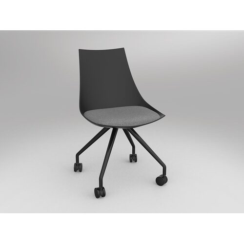 Luna Chair With Castor Base Black/Stone Grey