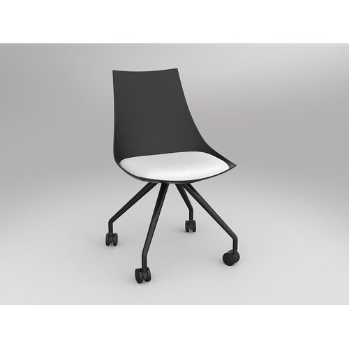 Luna Chair With Castor Base Black/White PU