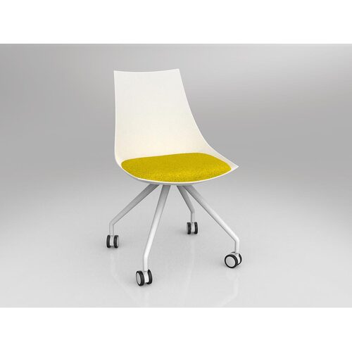Luna Chair With Castor Base White/Bumblebee Yellow
