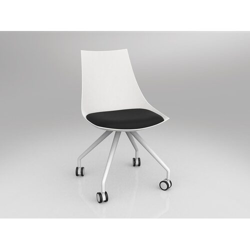 Luna Chair With Castor Base White/Black PU
