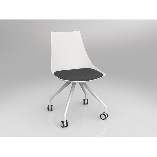 Luna Chair With Castor Base White/Charcoal Grey