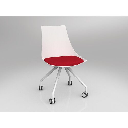 Luna Chair With Castor Base White/Chilli Red