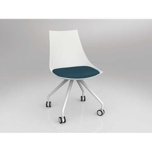 Luna Chair With Castor Base White/Deep Blue