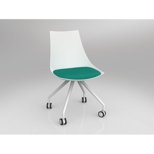 Luna Chair With Castor Base White/Emerald Green