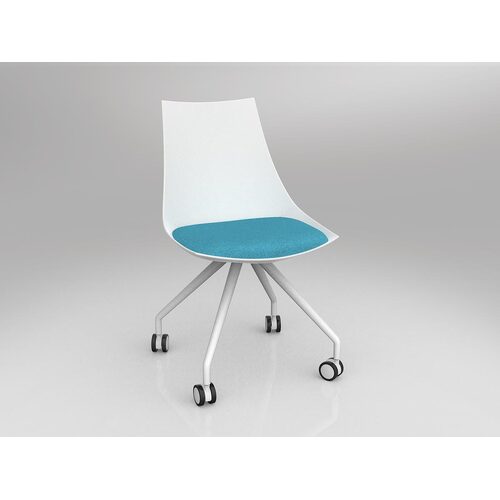 Luna Chair With Castor Base White/Ice Blue