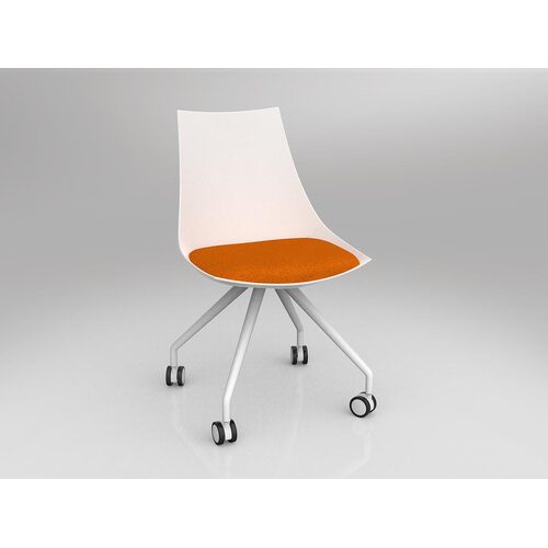 Luna Chair With Castor Base White/Sunset Orange