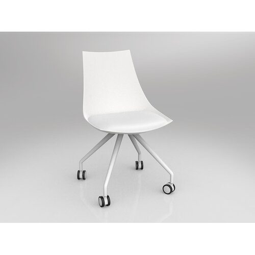 Luna Chair With Castor Base White/White PU
