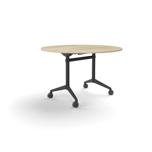 Modulus Flip Table 1200dia New Oak On Black