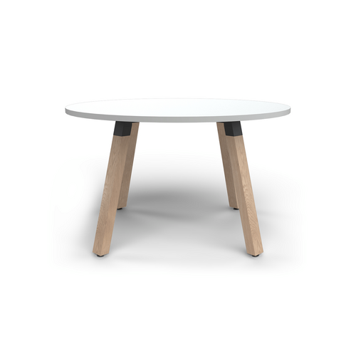 Plantation Meeting Table 1050dia White On Solid Oak
