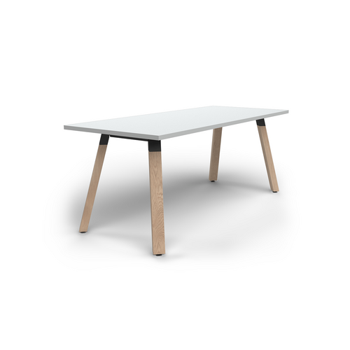 Plantation Meeting Table 1800 X 600 White On Solid Oak