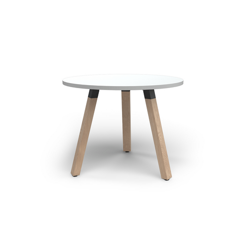 Plantation Meeting Table 900dia White On Solid Oak