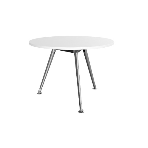 Team Meeting Table 1050 Dia White On Polished Alloy